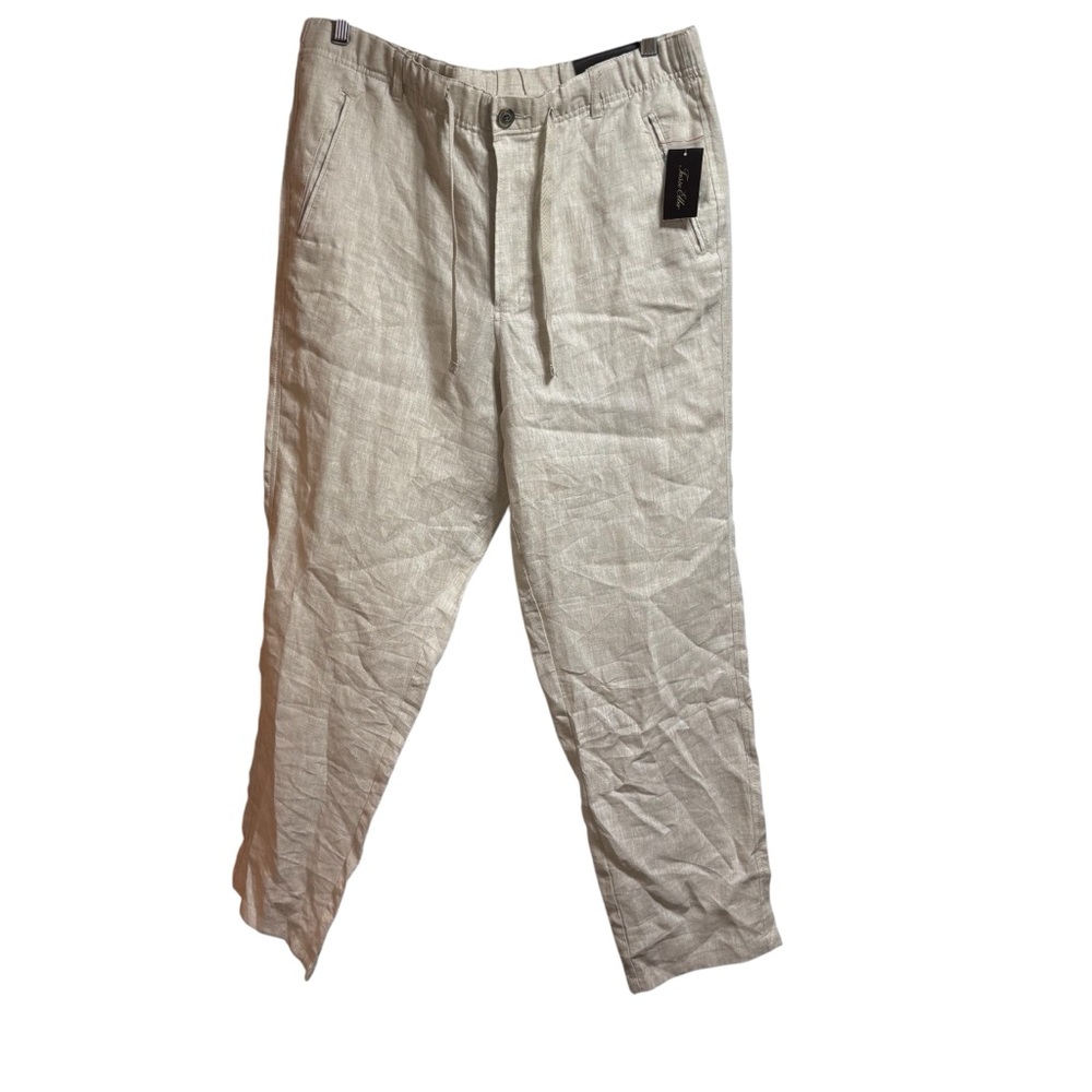 Tasso Elba Island Mens Large Linen Drawstring Pants Oatmeal Beige New NWT #734